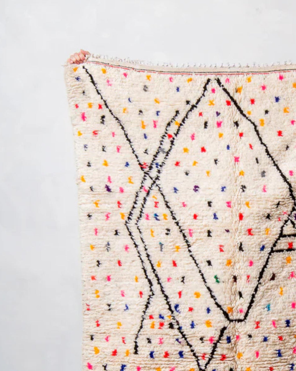 Handwoven Azilal Argyle Rug: Moroccan Sheepskin & Jute Extra Large Carpet