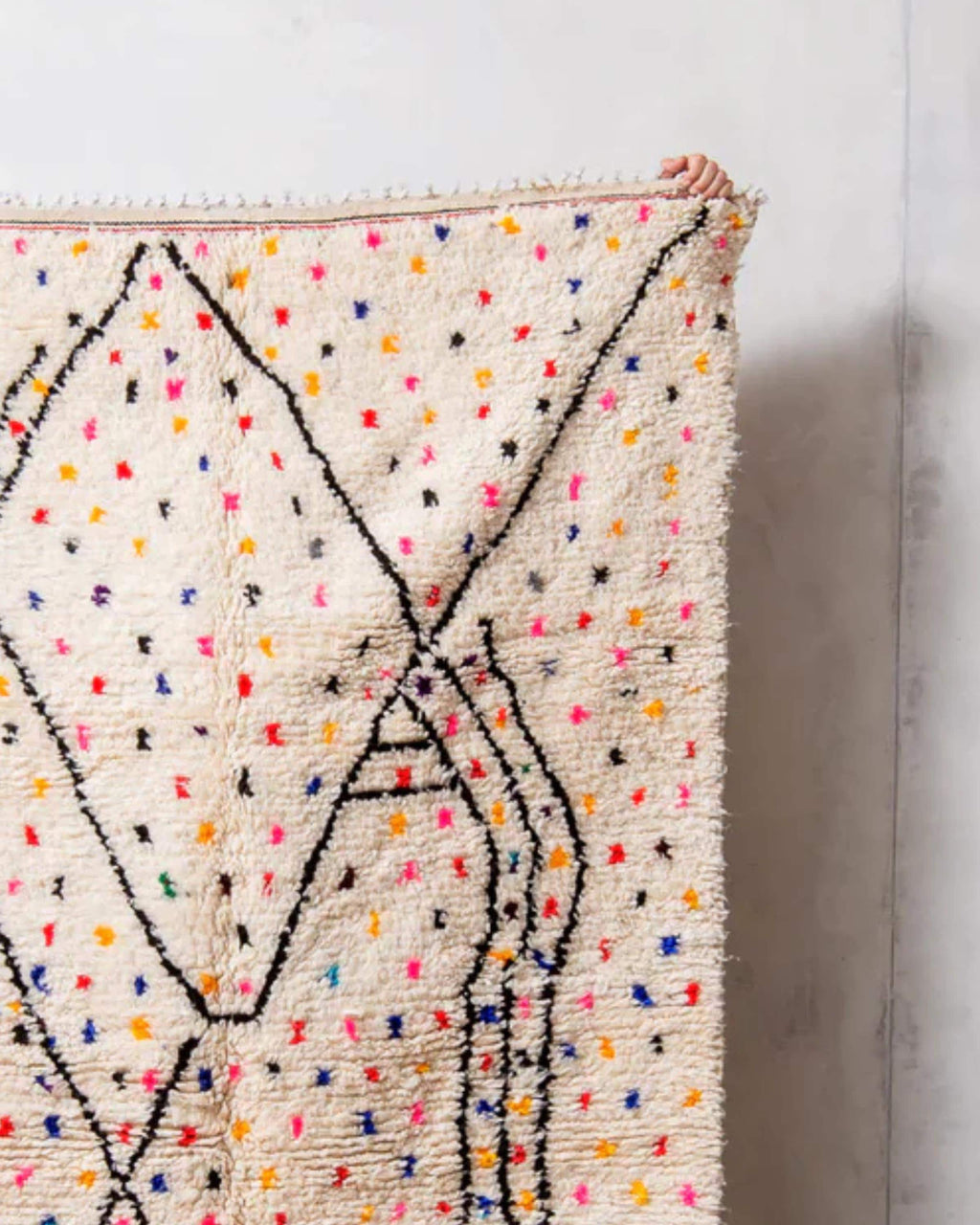 Handwoven Azilal Argyle Rug: Moroccan Sheepskin & Jute Extra Large Carpet