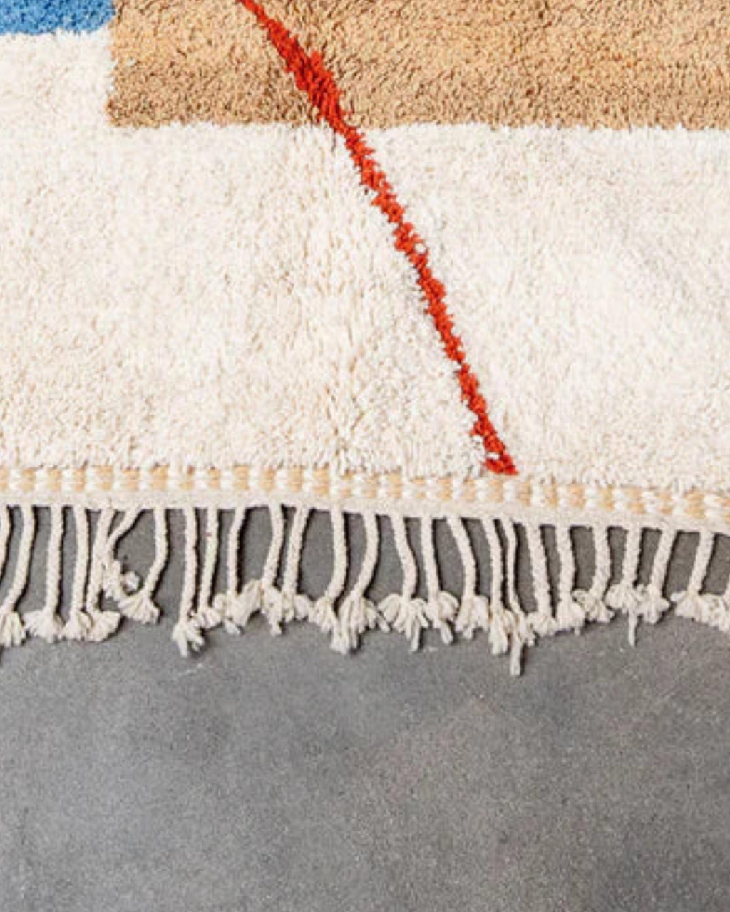 Handwoven Brown and Blue Moroccan Wool Rug: Berber Azilal Design