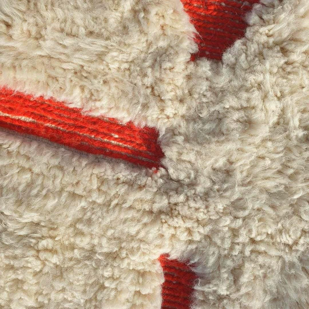 Hand Tufted Moroccan Rug: Orange & White Bohemian Berber Rug