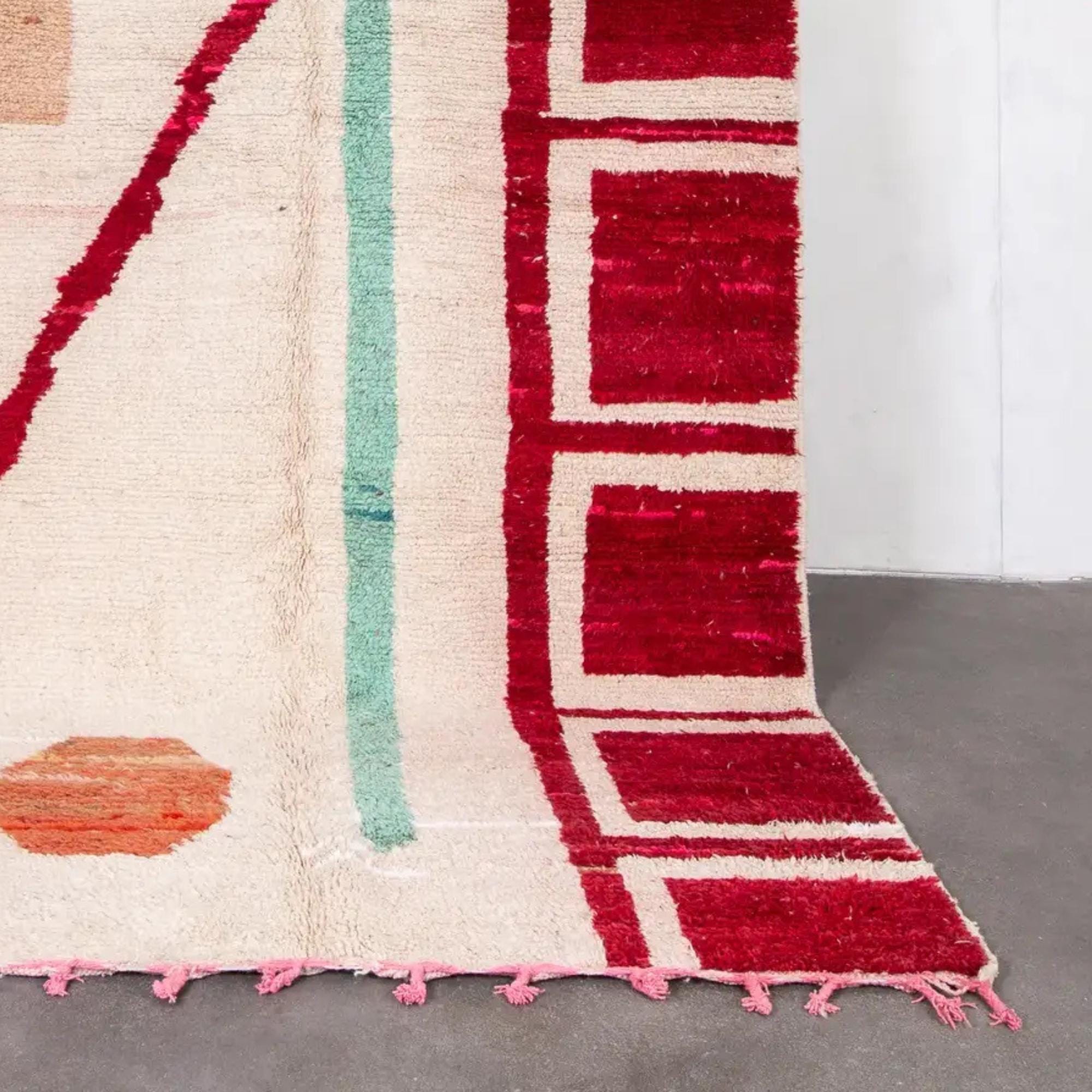 Handmade Red Moroccan Rug: Berber Wool, Tribal Home Decor