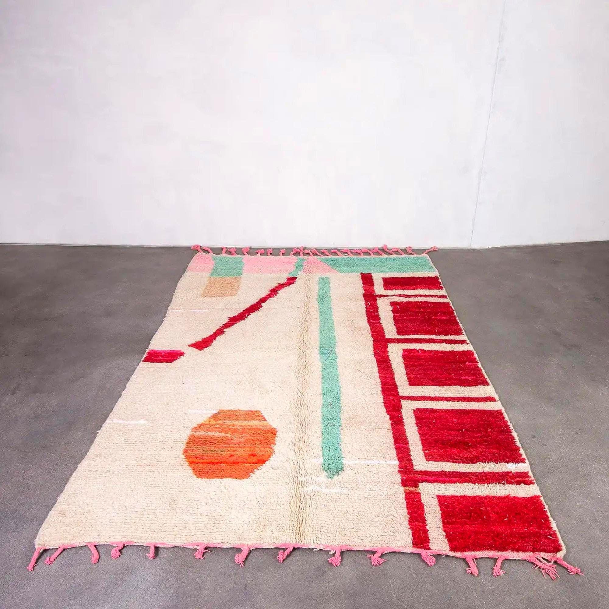 Handmade Red Moroccan Rug: Berber Wool, Tribal Home Decor
