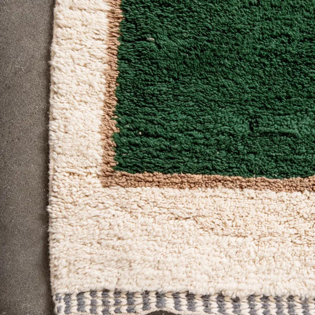 Handmade Green Wool Moroccan Rug: Berber Design, Custom 10x14