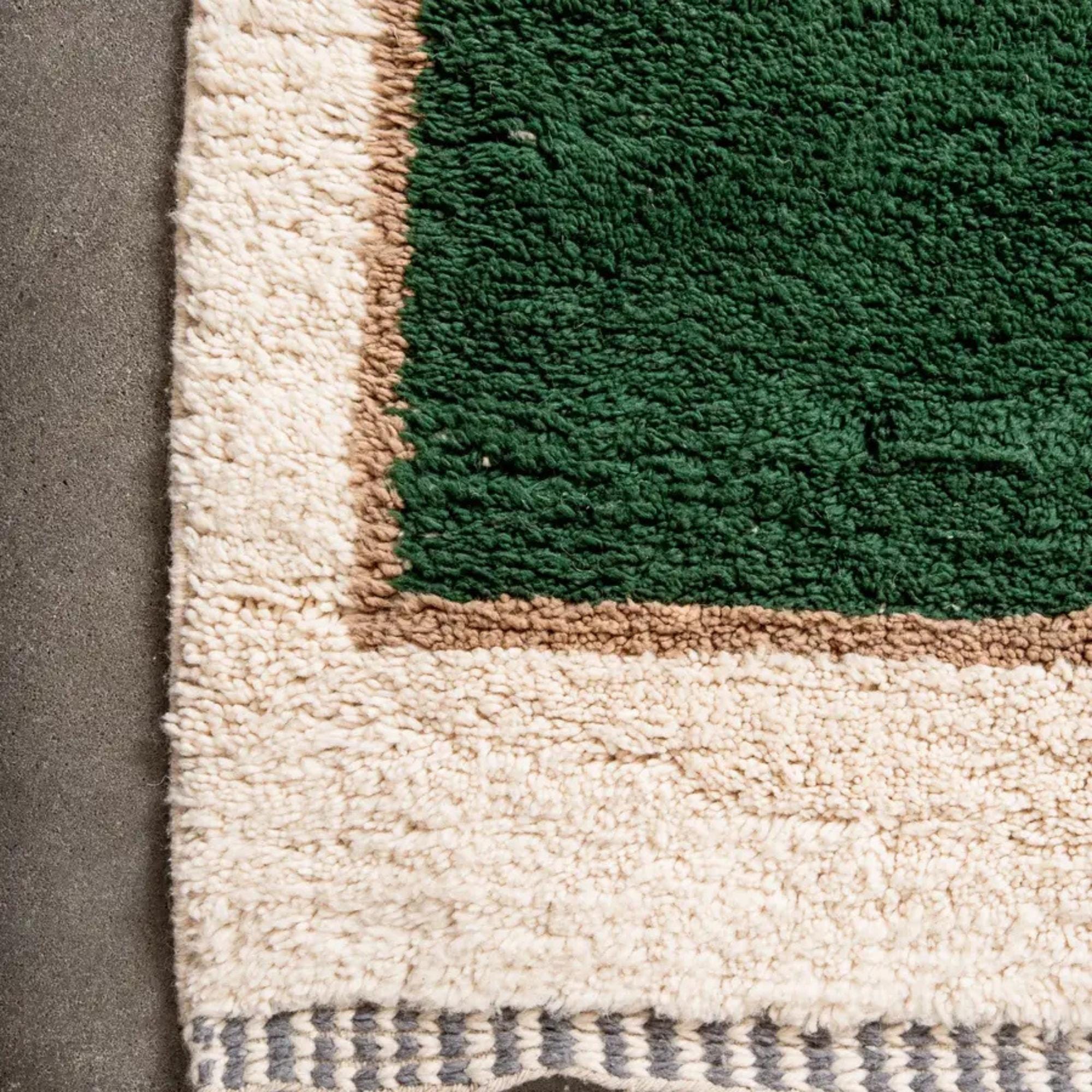 Handmade Green Wool Moroccan Rug: Berber Design, Custom 10x14