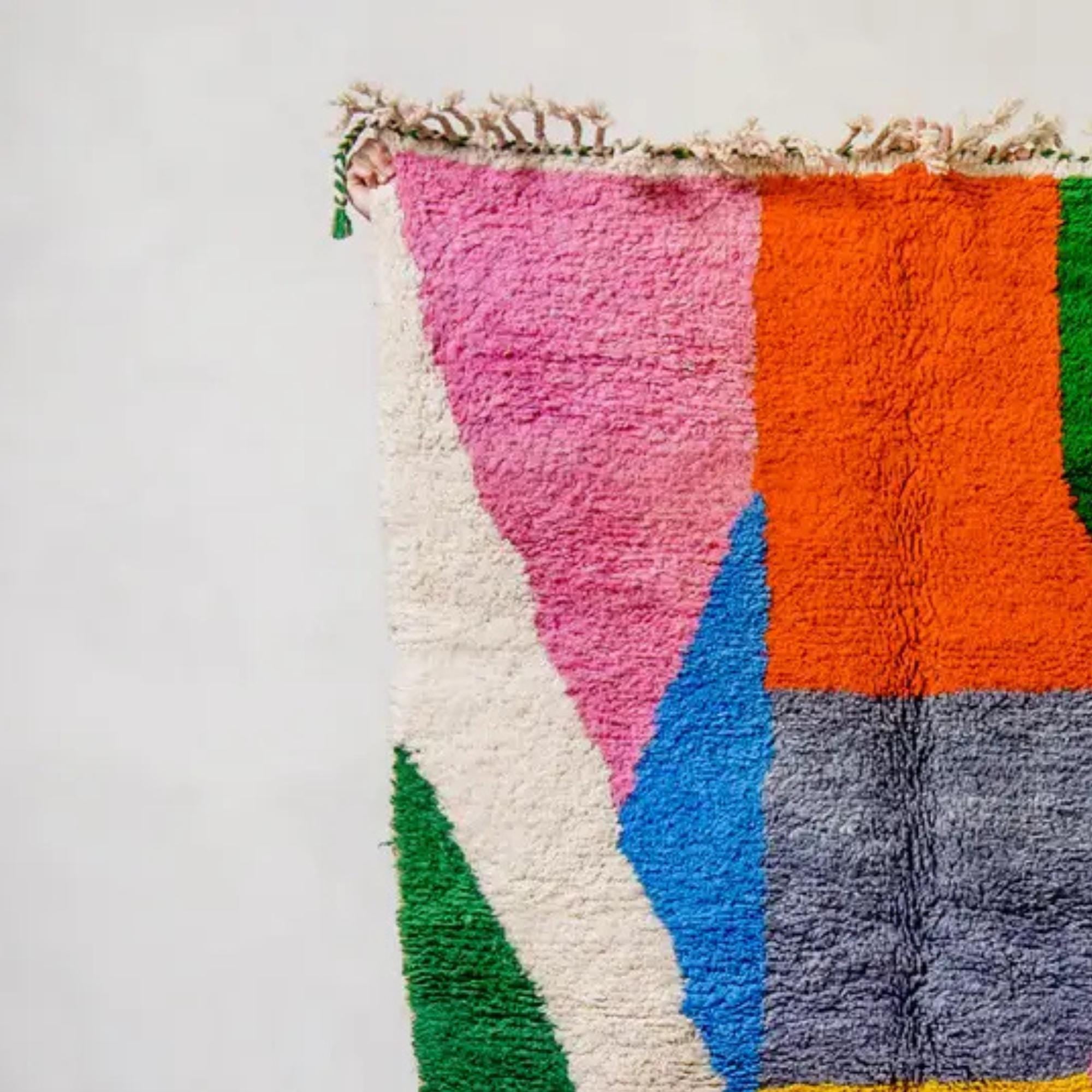 Handmade Colorful Beni Ourain Rug: Berber Wool, Custom Moroccan Decor