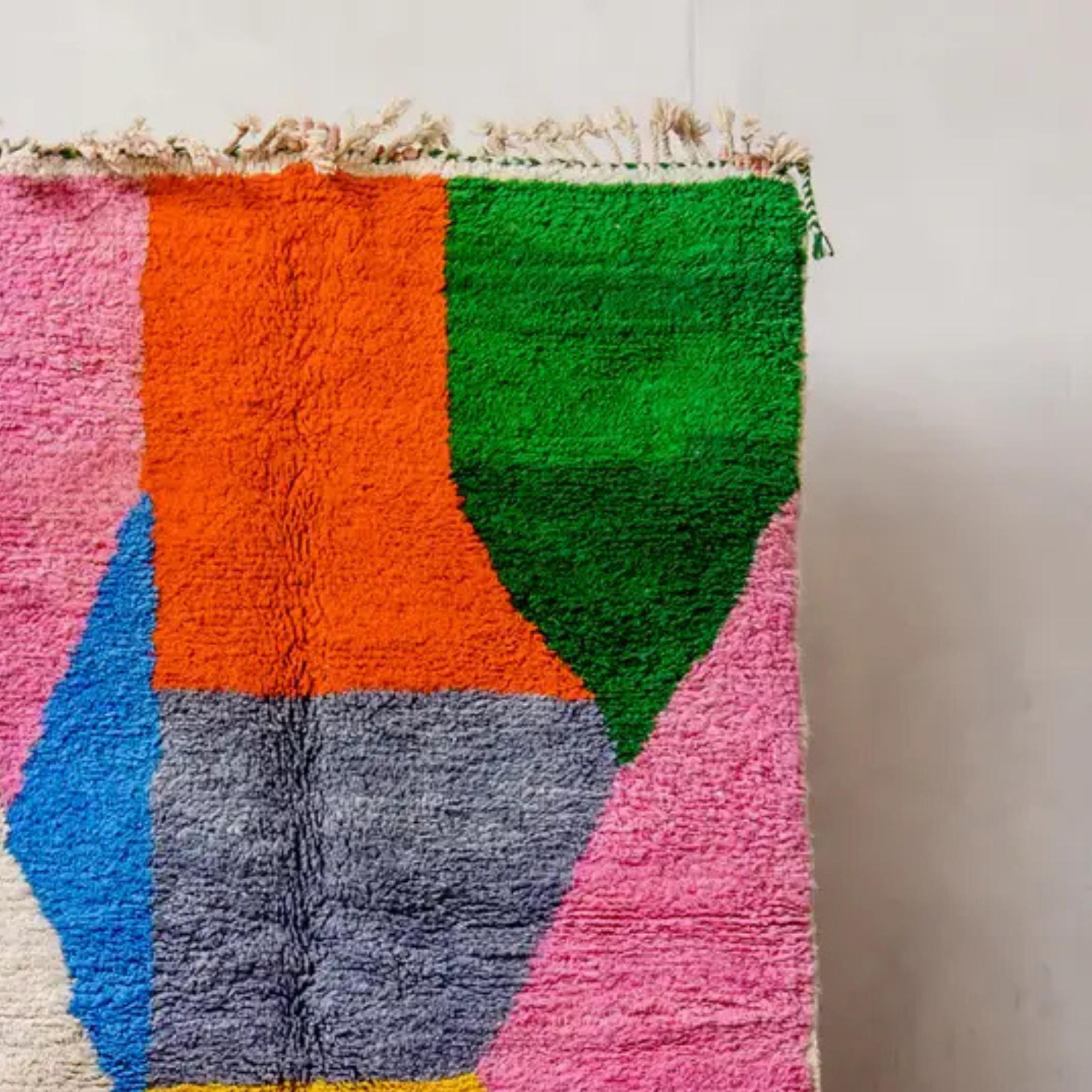 Handmade Colorful Beni Ourain Rug: Berber Wool, Custom Moroccan Decor