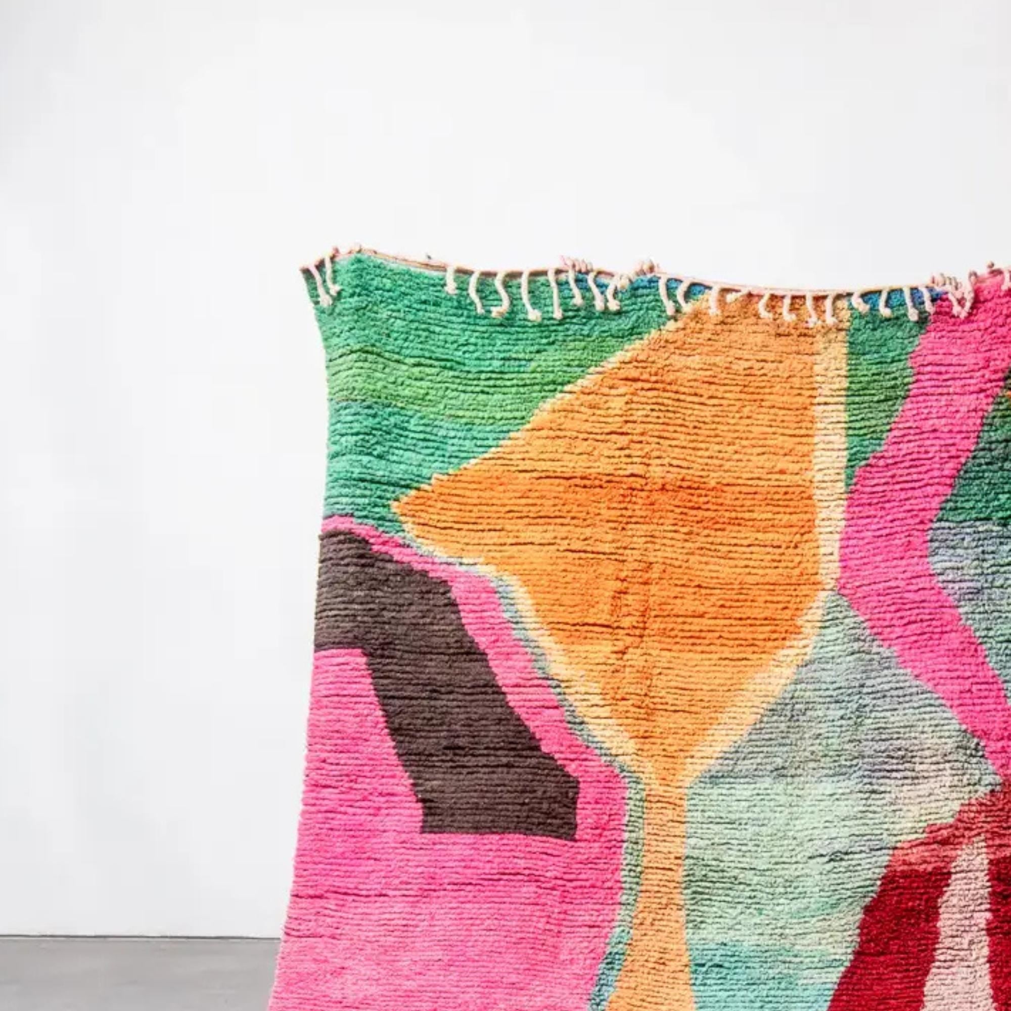Handmade Boujad Wool Rug: Colorful Abstract Moroccan Carpet