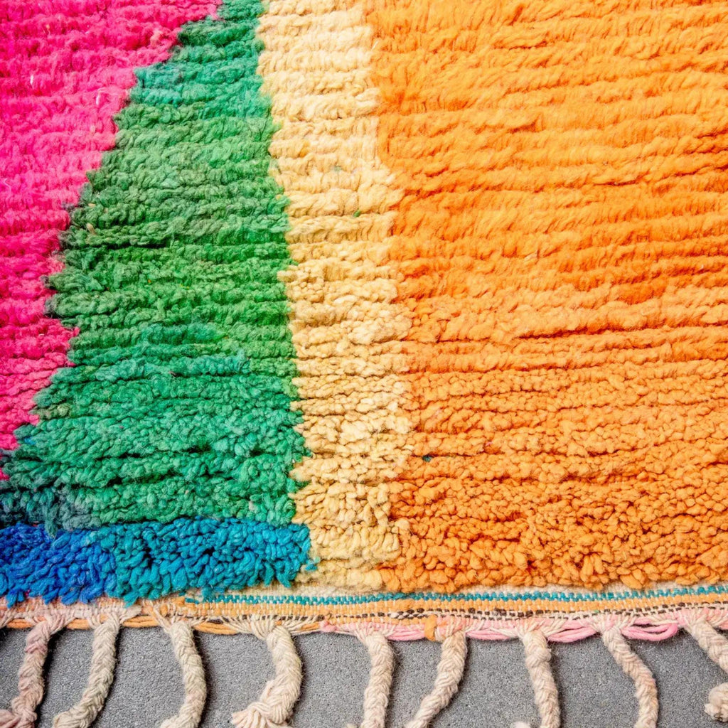 Handmade Boujad Wool Rug: Colorful Abstract Moroccan Carpet