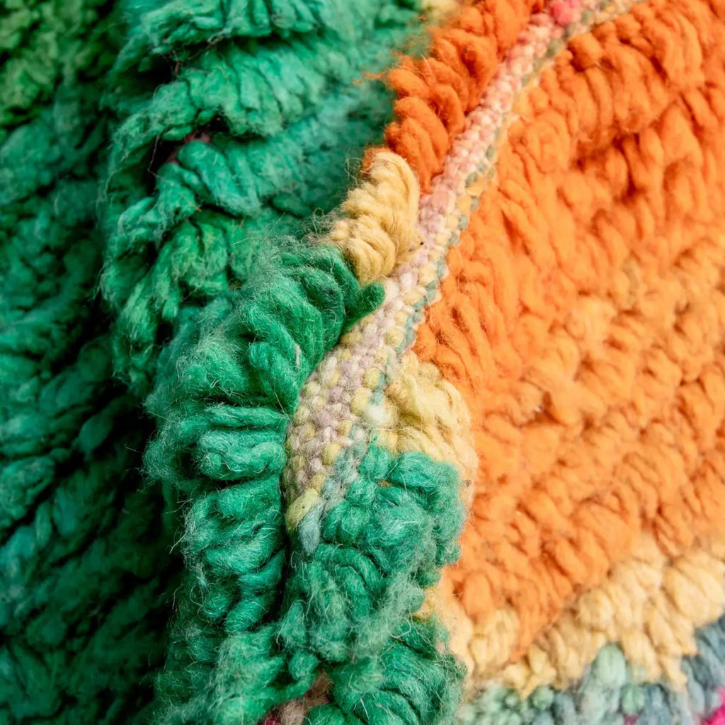 Handmade Boujad Wool Rug: Colorful Abstract Moroccan Carpet