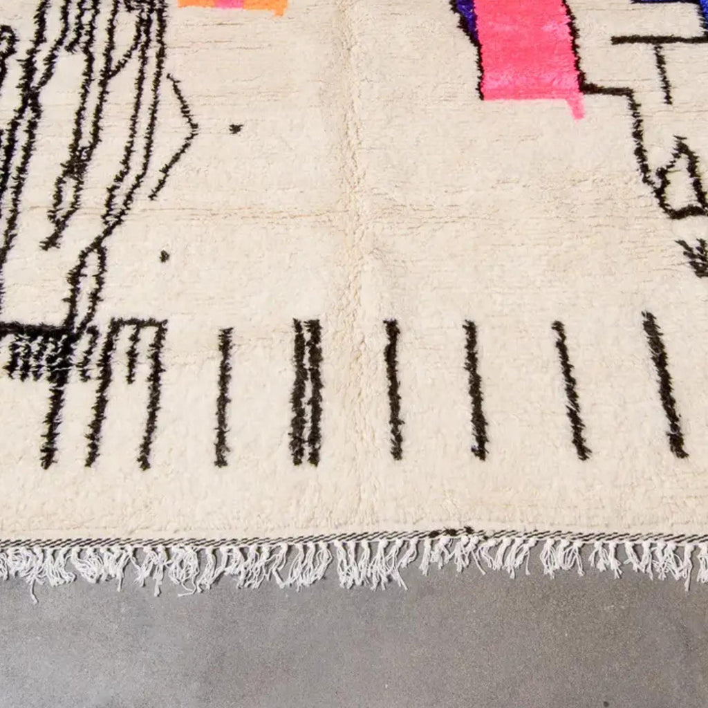 Handmade Azilal Wool Rug: Multicolor Berber Tribal Decor