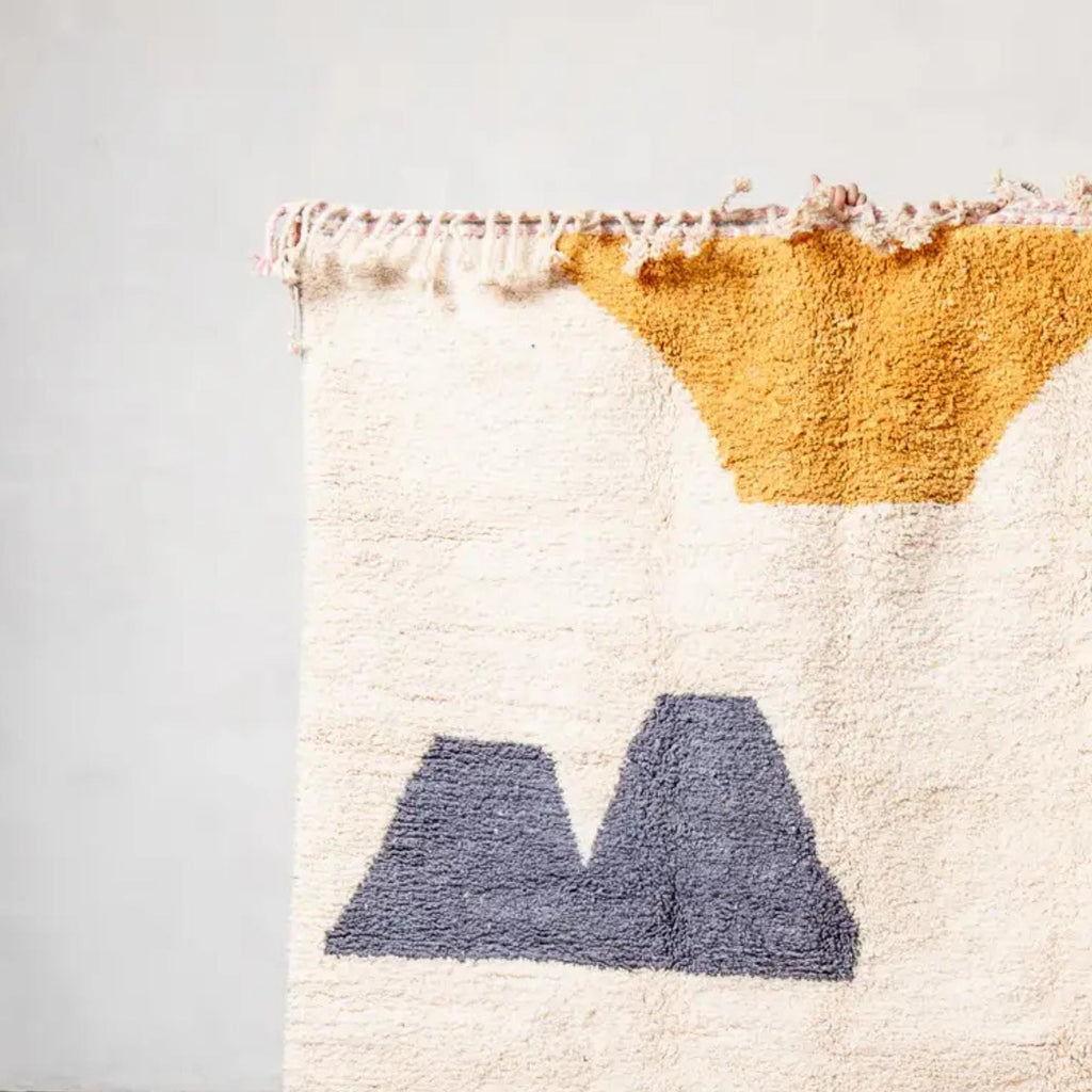 Handmade Moroccan Wool Rug: Berber Grid Design, Boho Decor