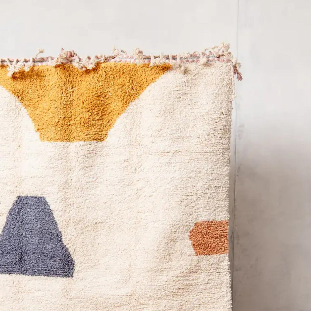 Handmade Moroccan Wool Rug: Berber Grid Design, Boho Decor