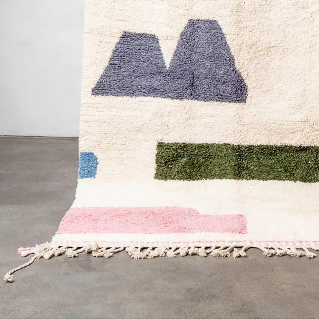 Handmade Moroccan Wool Rug: Berber Grid Design, Boho Decor