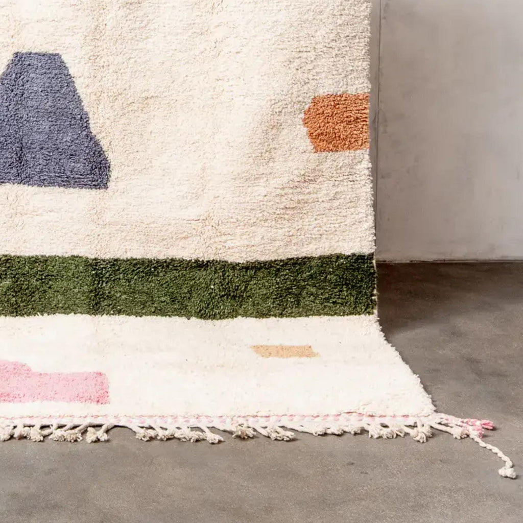 Handmade Moroccan Wool Rug: Berber Grid Design, Boho Decor