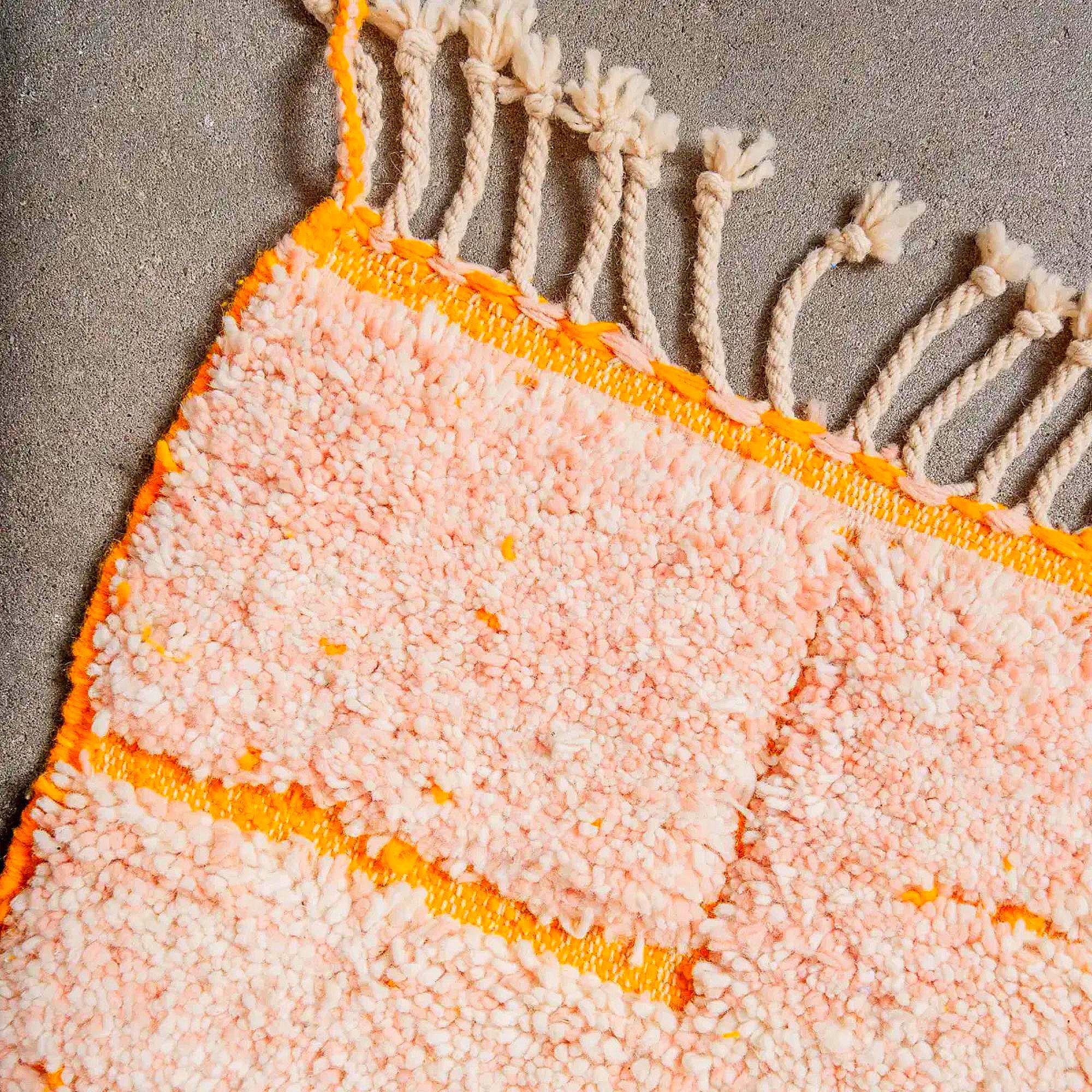 Handmade Pink Moroccan Rug Berber Wool Grid Design, Boho Decor