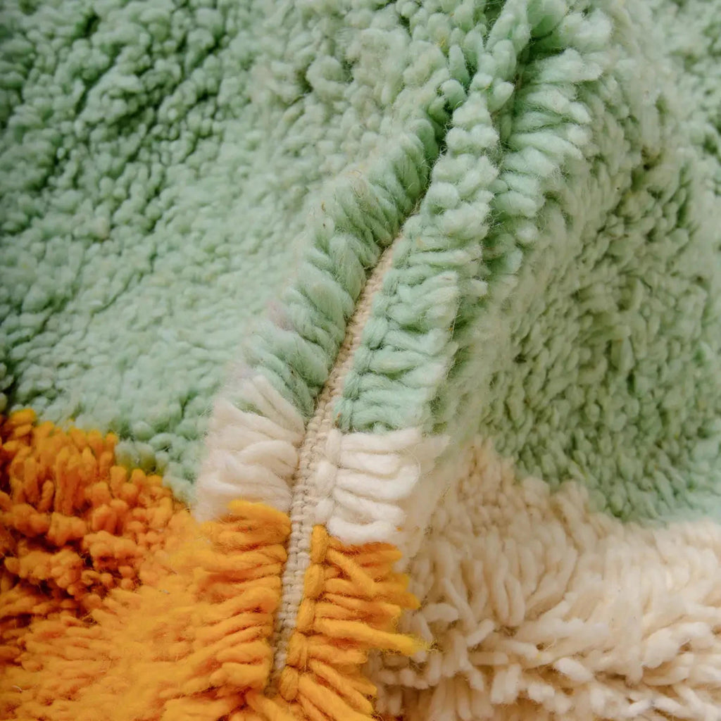 Handmade Beni Ourain Moroccan Rug: Orange & Green Berber Wool