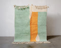 Handmade Beni Ourain Moroccan Rug: Orange & Green Berber Wool
