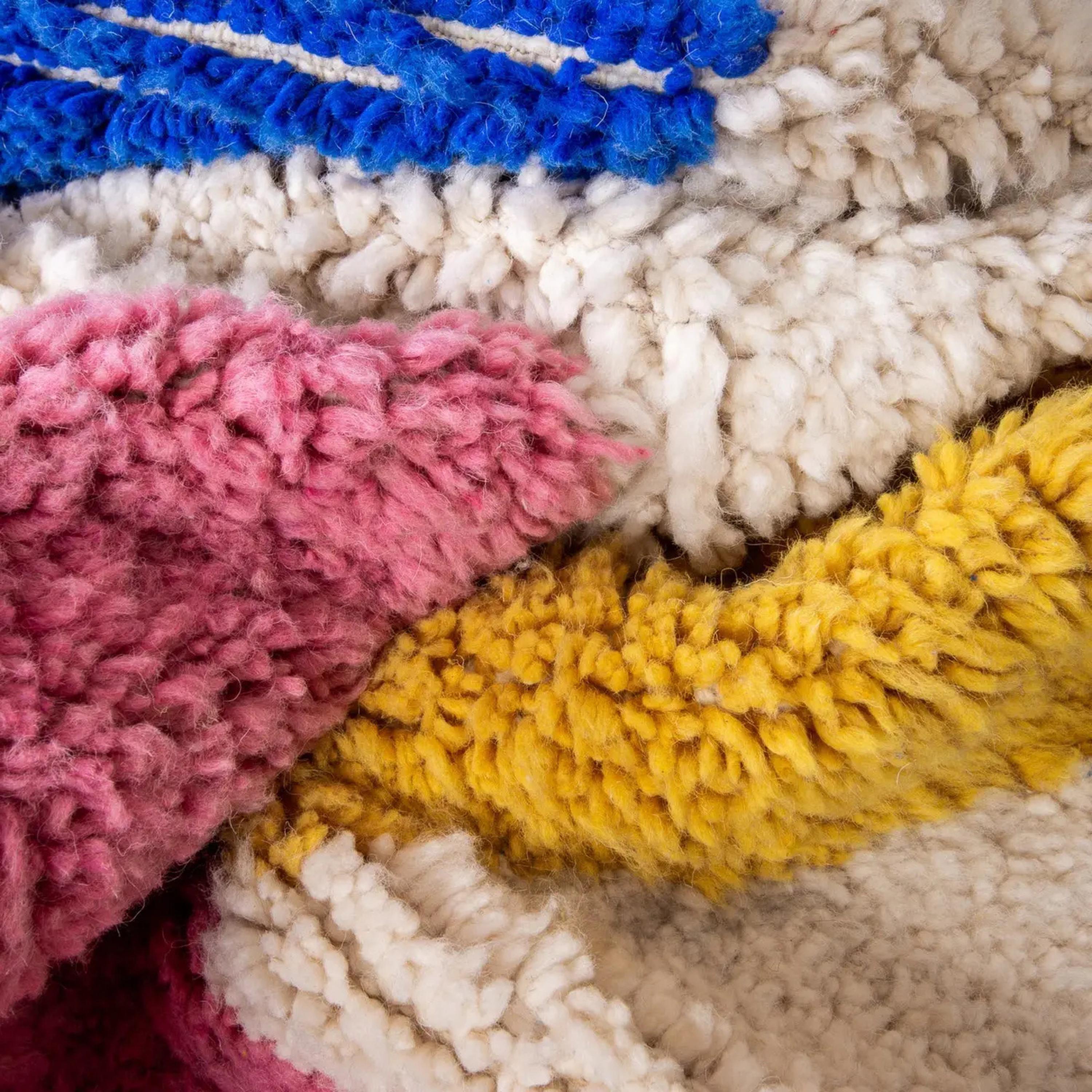 Hand Knotted Moroccan Wool Rug: Colorful Berber Kilim Style