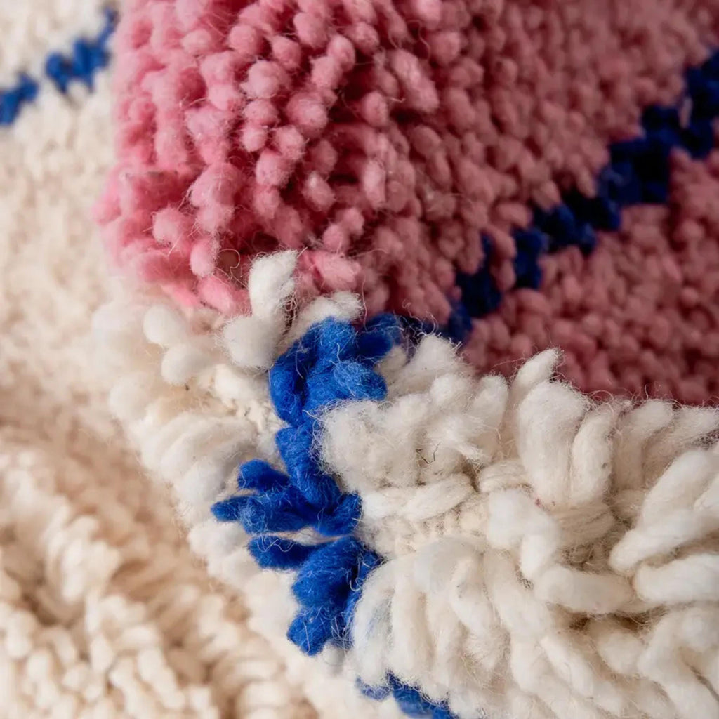 Hand-Knotted Moroccan Berber Rug: Pink & Red Lamb Wool