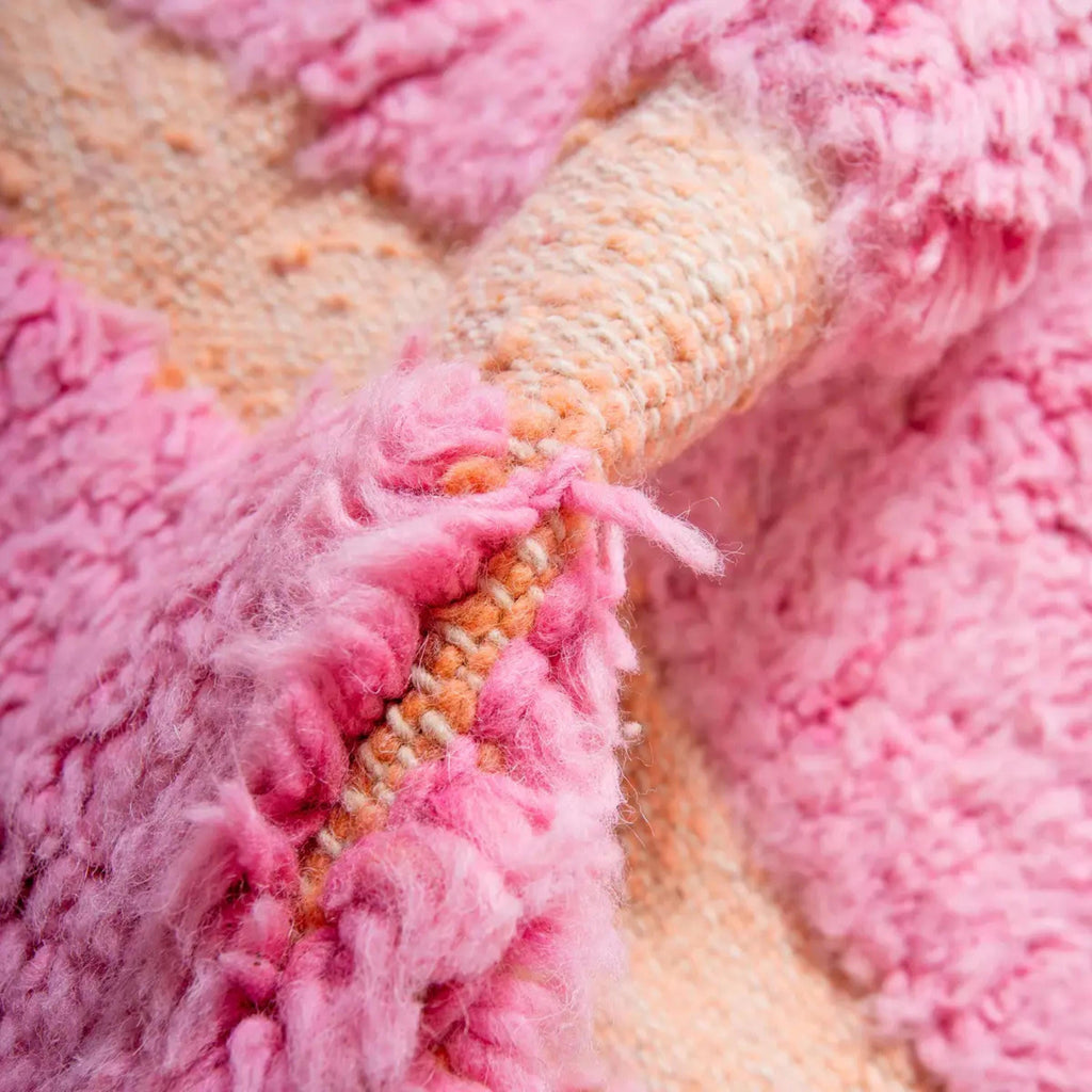 Handmade Pink Beni Ourain Rug: Moroccan Wool Berber Carpet 8x10