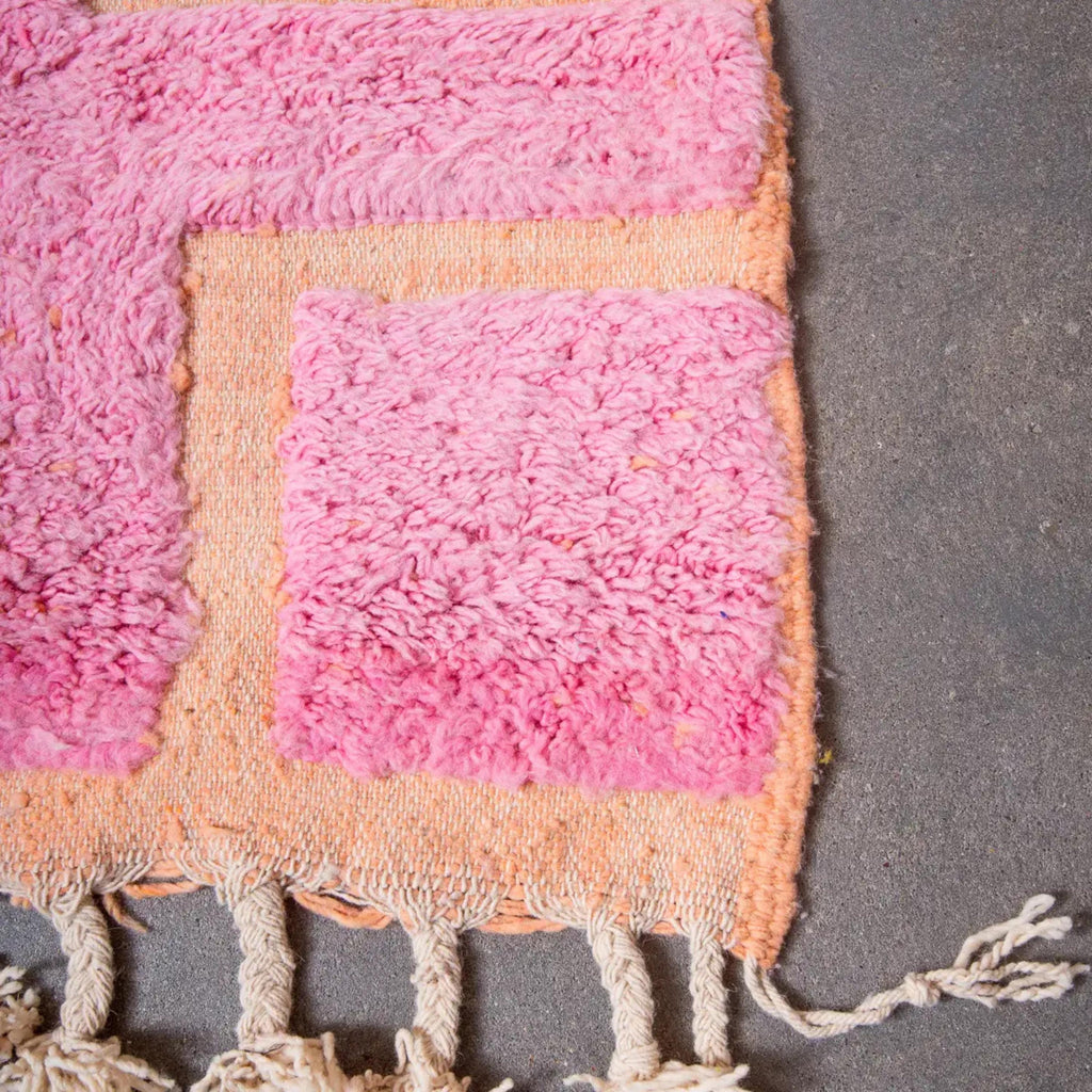Handmade Pink Beni Ourain Rug: Moroccan Wool Berber Carpet 8x10