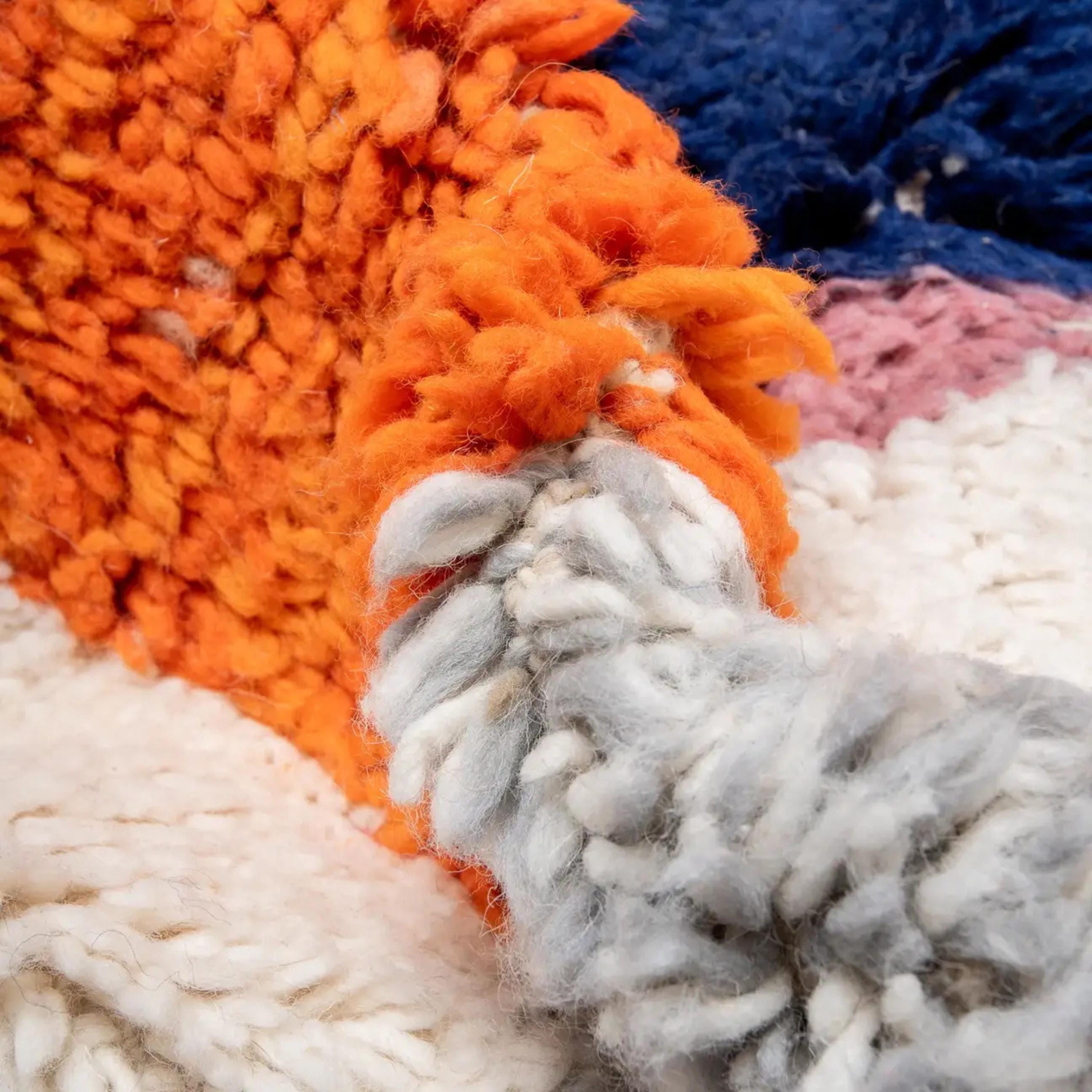 Colorful Boujad Berber Rug: Handwoven Moroccan Wool Carpet