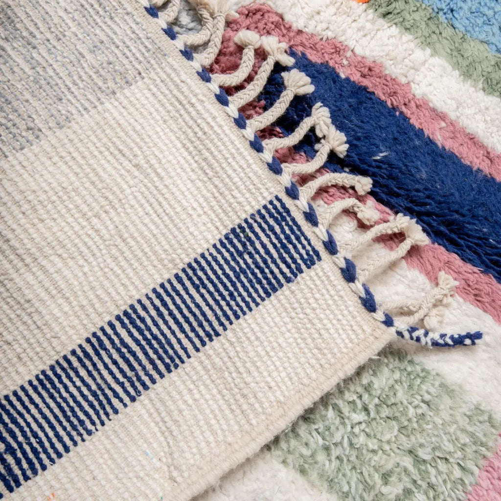 Colorful Boujad Berber Rug: Handwoven Moroccan Wool Carpet
