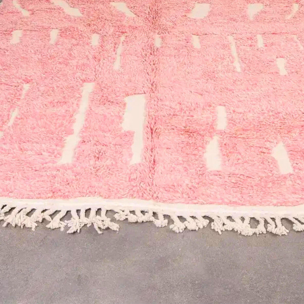 Handmade Pink Beni Ourain Rug: Authentic Moroccan Berber Wool 8x10