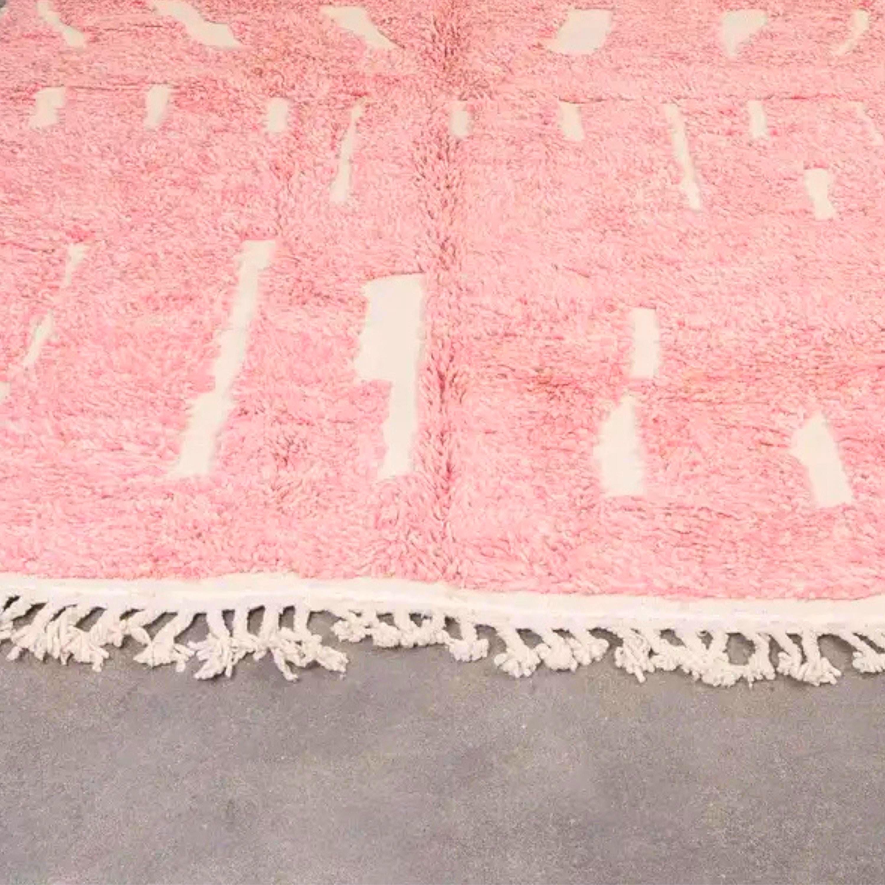 Handmade Pink Beni Ourain Rug: Authentic Moroccan Berber Wool 8x10