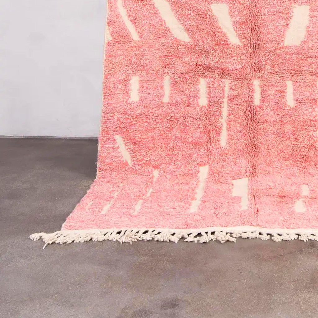 Handmade Pink Beni Ourain Rug: Authentic Moroccan Berber Wool 8x10