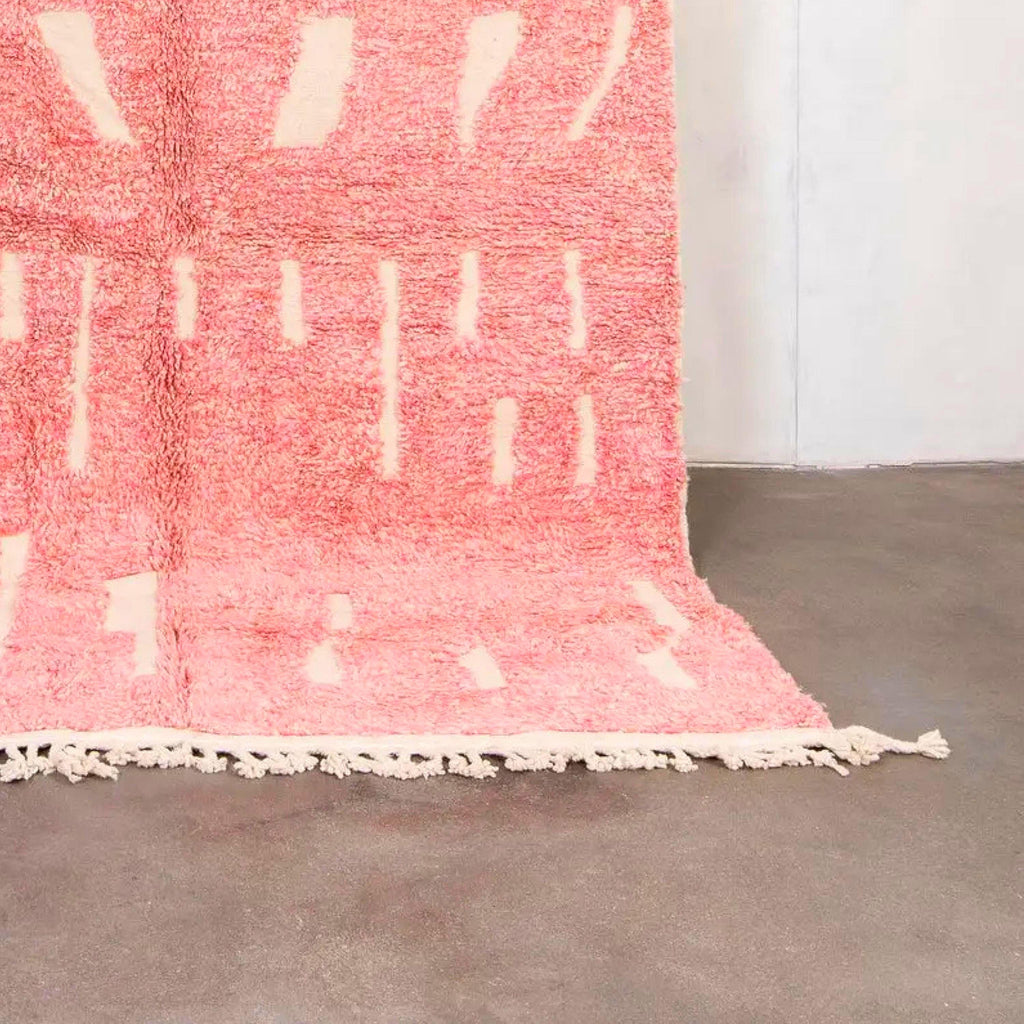 Handmade Pink Beni Ourain Rug: Authentic Moroccan Berber Wool 8x10