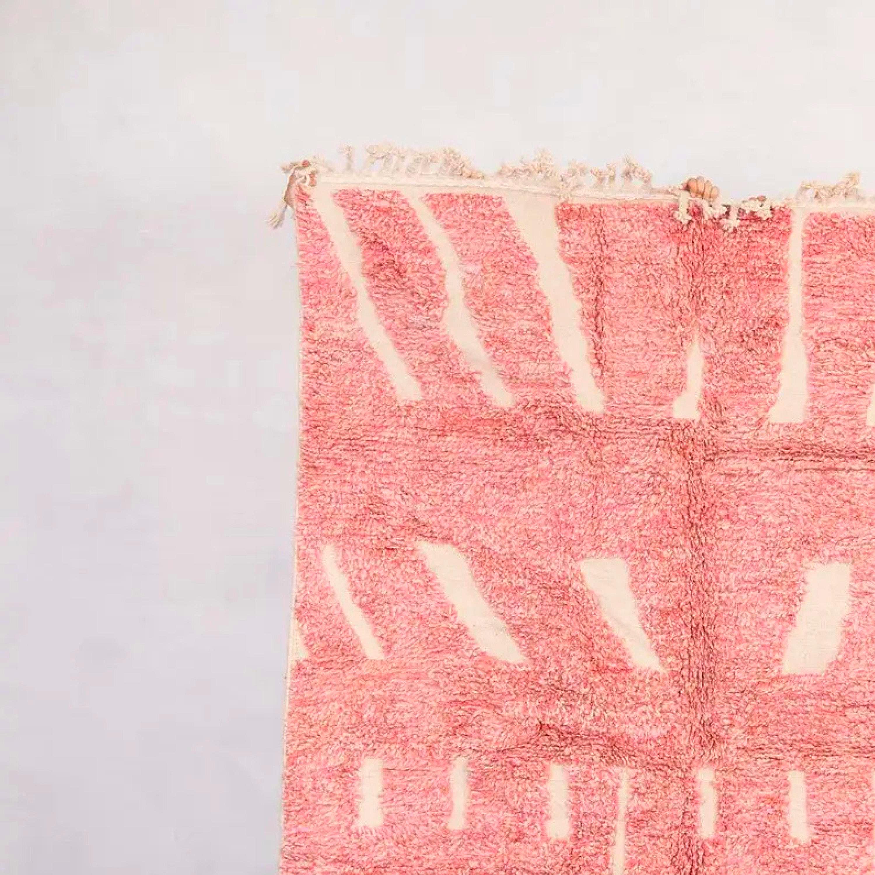 Handmade Pink Beni Ourain Rug: Authentic Moroccan Berber Wool 8x10