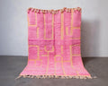 Handmade Pink Beni Ourain Rug: Moroccan Wool Berber Carpet 8x10