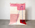 Hand-Knotted Moroccan Berber Rug: Pink & Red Lamb Wool