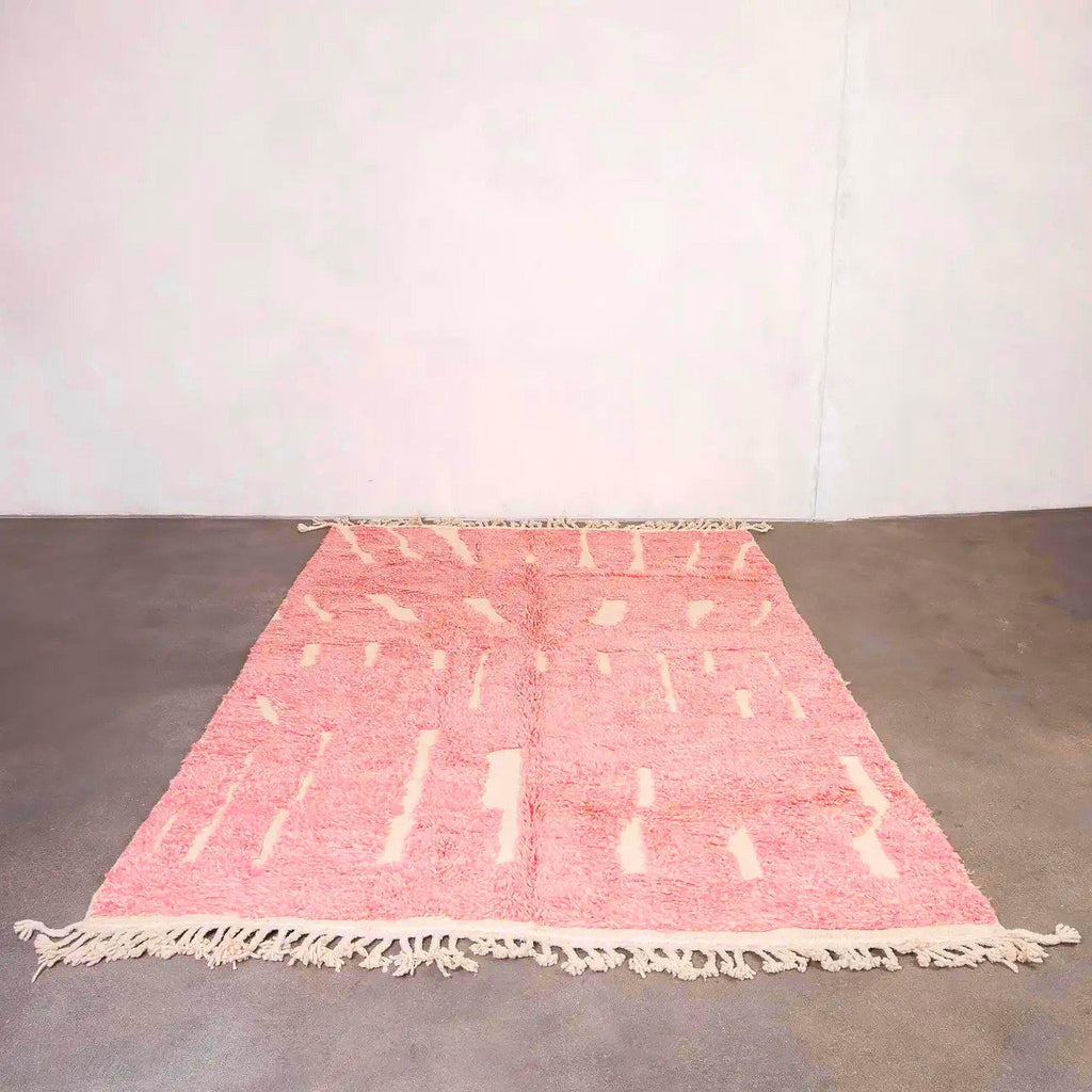 Handmade Pink Beni Ourain Rug: Authentic Moroccan Berber Wool 8x10
