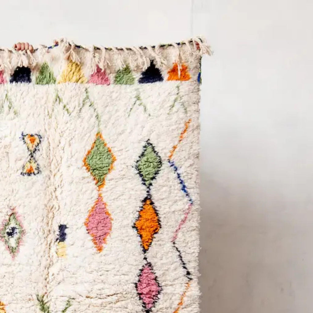 Handmade Azilal Berber Rug: Colorful Moroccan Wool Rug