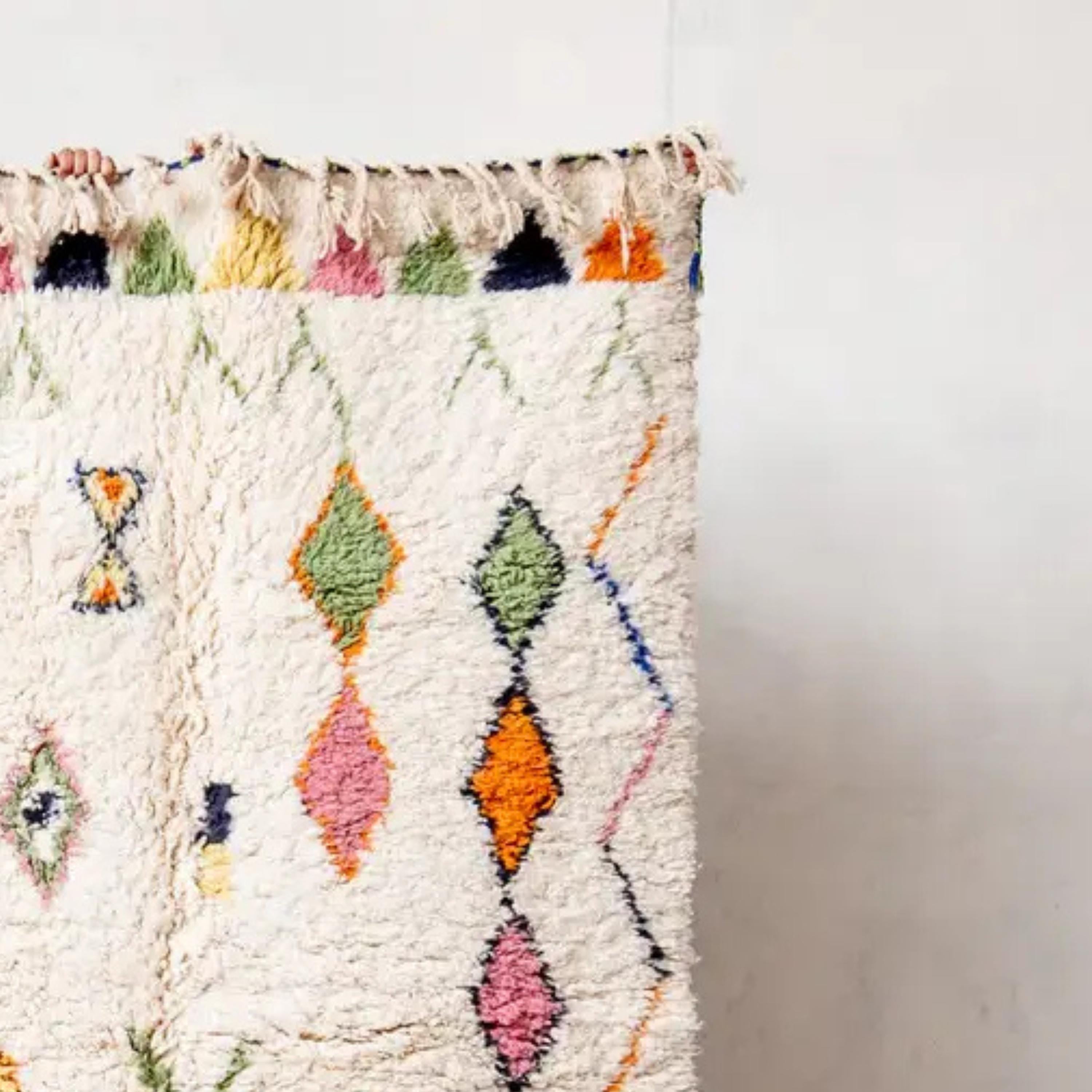 Handmade Azilal Berber Rug: Colorful Moroccan Wool Rug