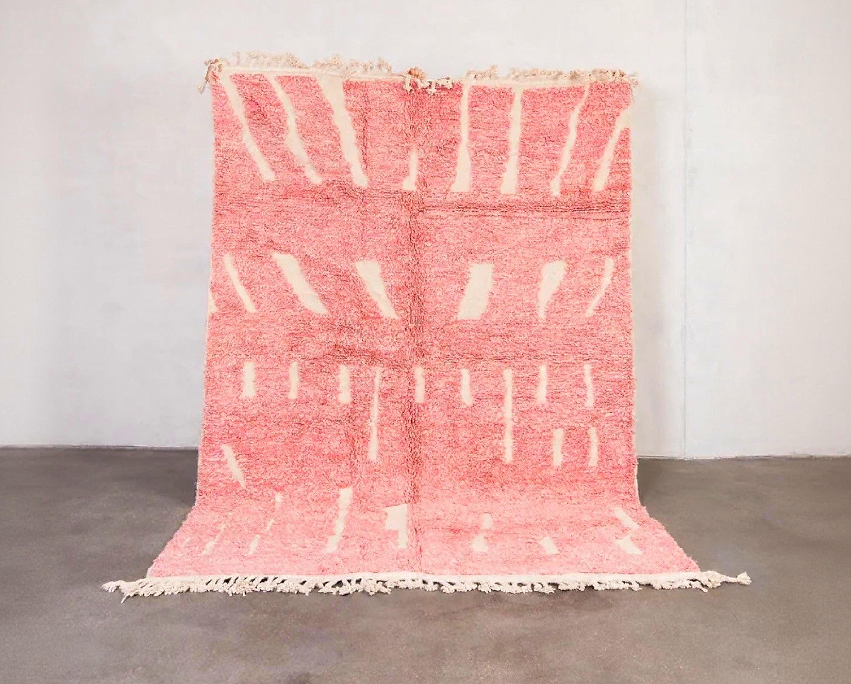 Handmade Pink Beni Ourain Rug: Authentic Moroccan Berber Wool 8x10