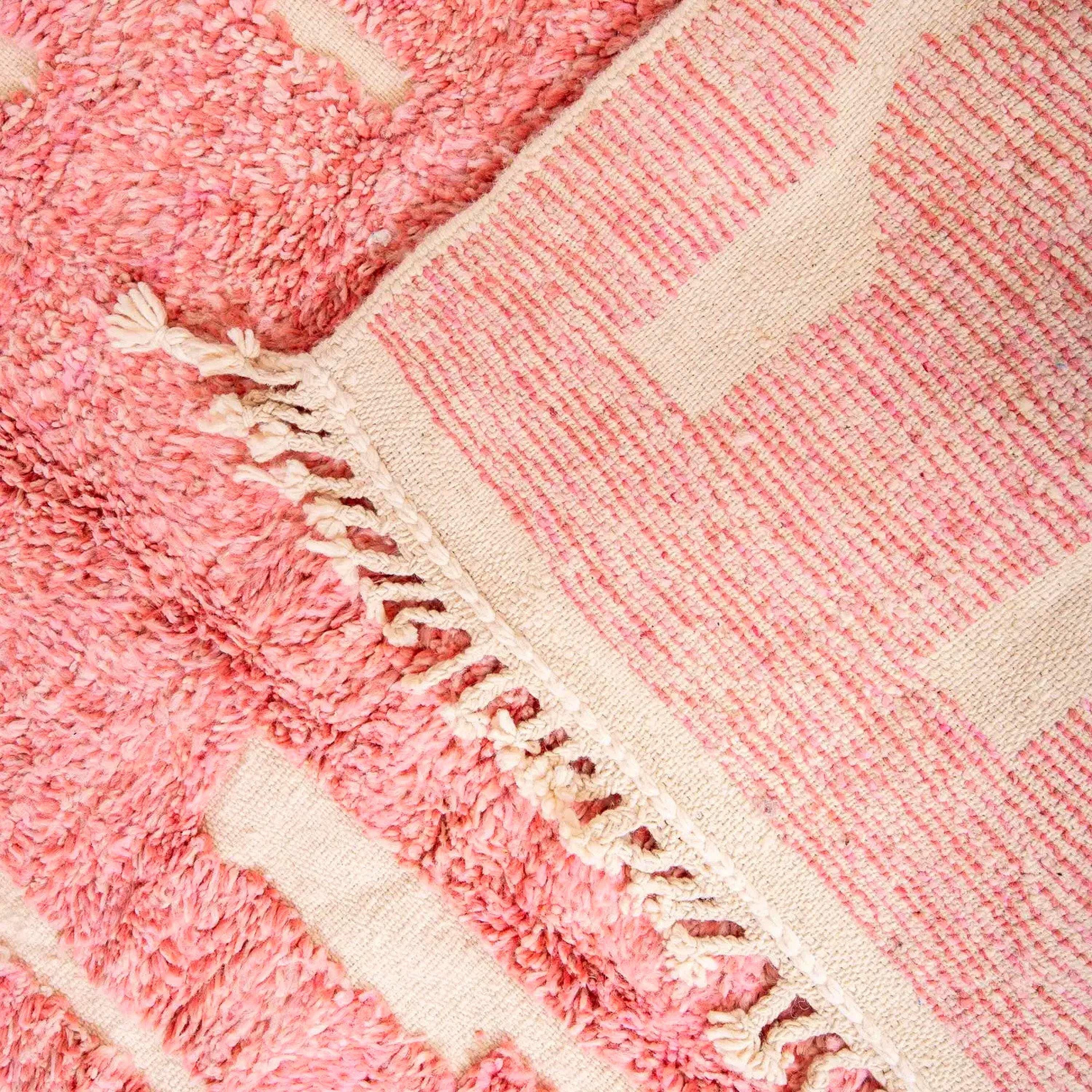 Handmade Pink Beni Ourain Rug: Authentic Moroccan Berber Wool 8x10