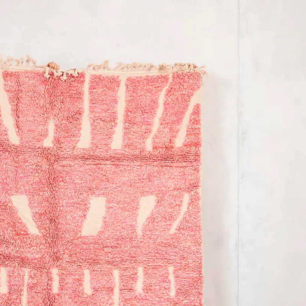 Handmade Pink Beni Ourain Rug: Authentic Moroccan Berber Wool 8x10