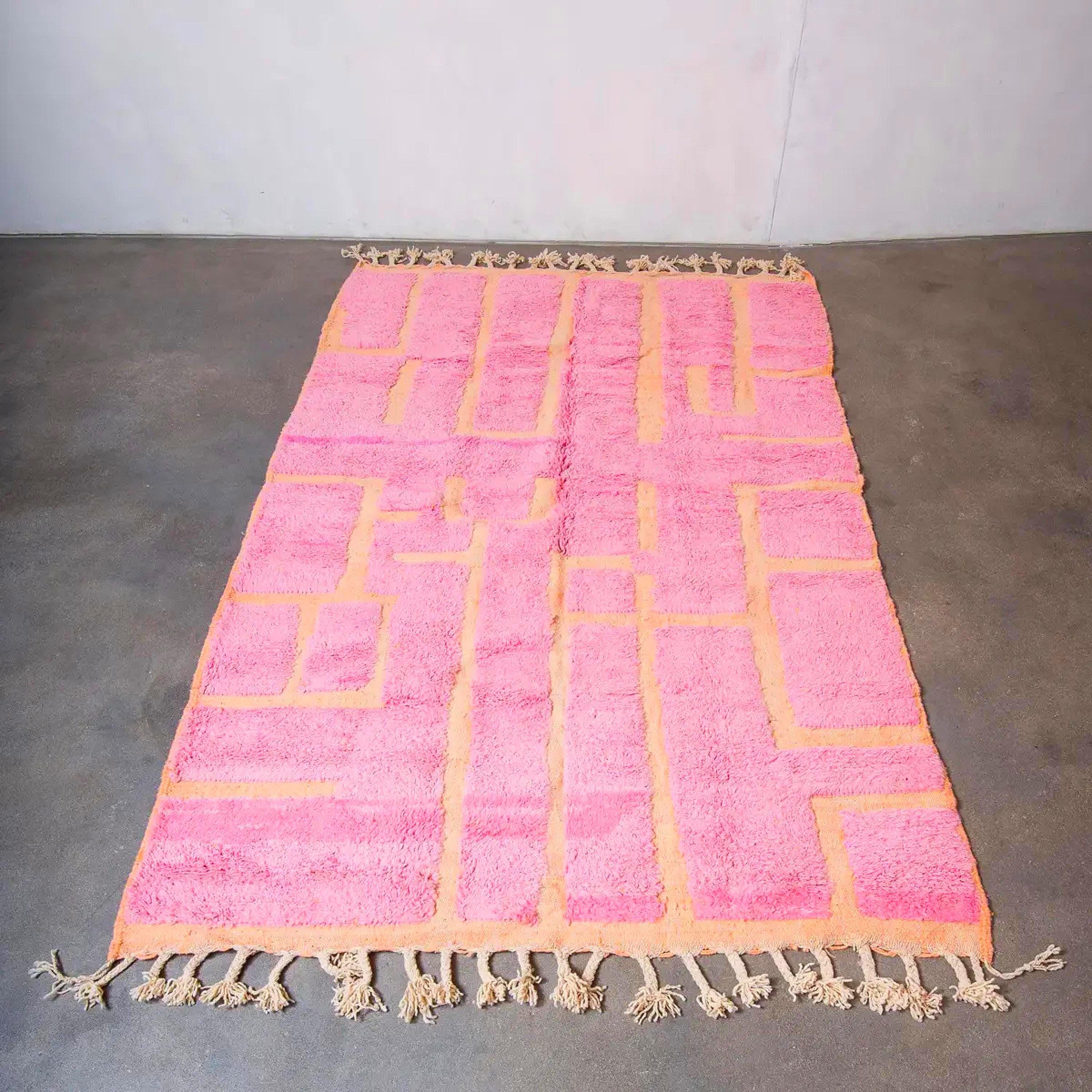 Handmade Pink Beni Ourain Rug: Moroccan Wool Berber Carpet 8x10