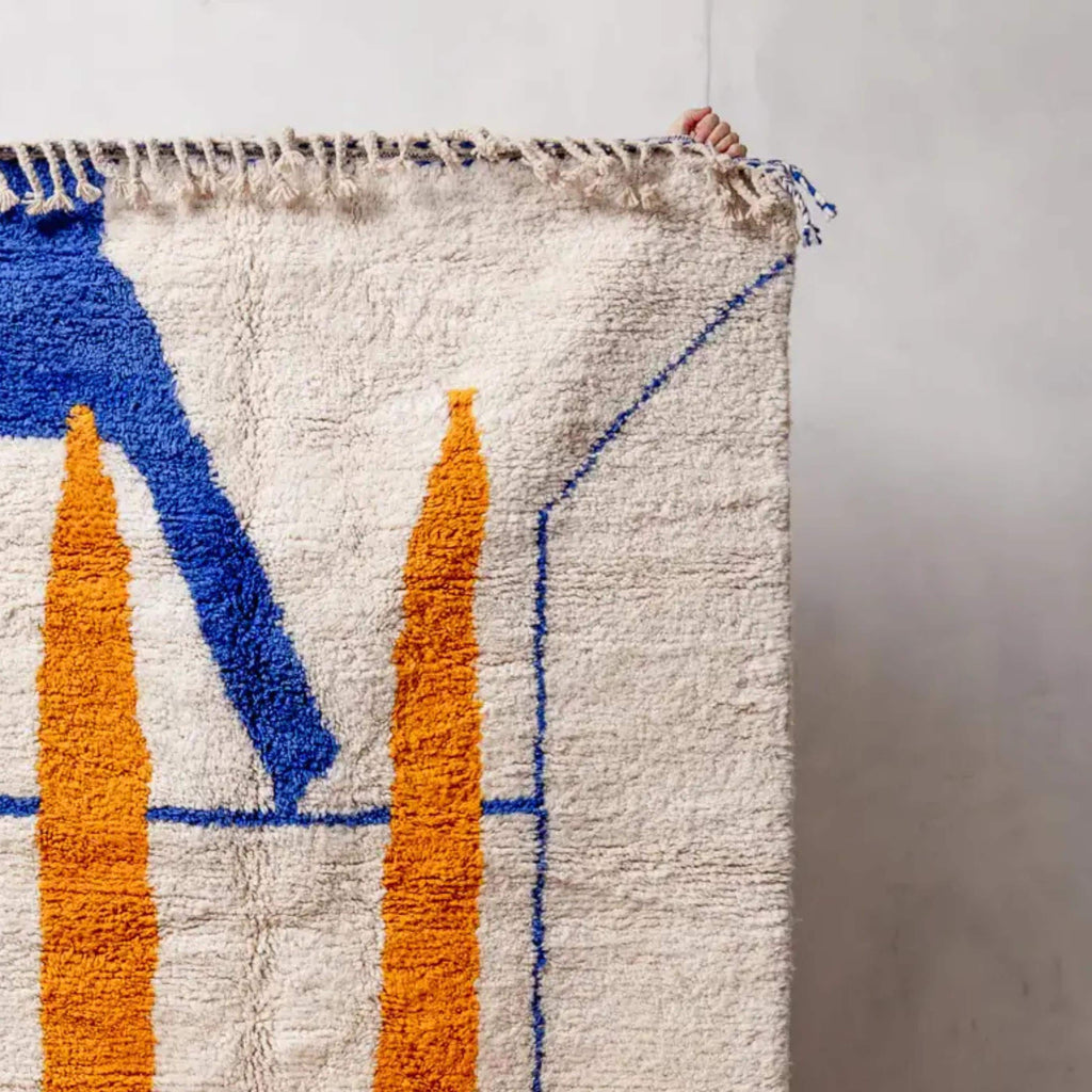 Handwoven Beni Ourain Moroccan Rug: Orange Berber Wool, Custom Size