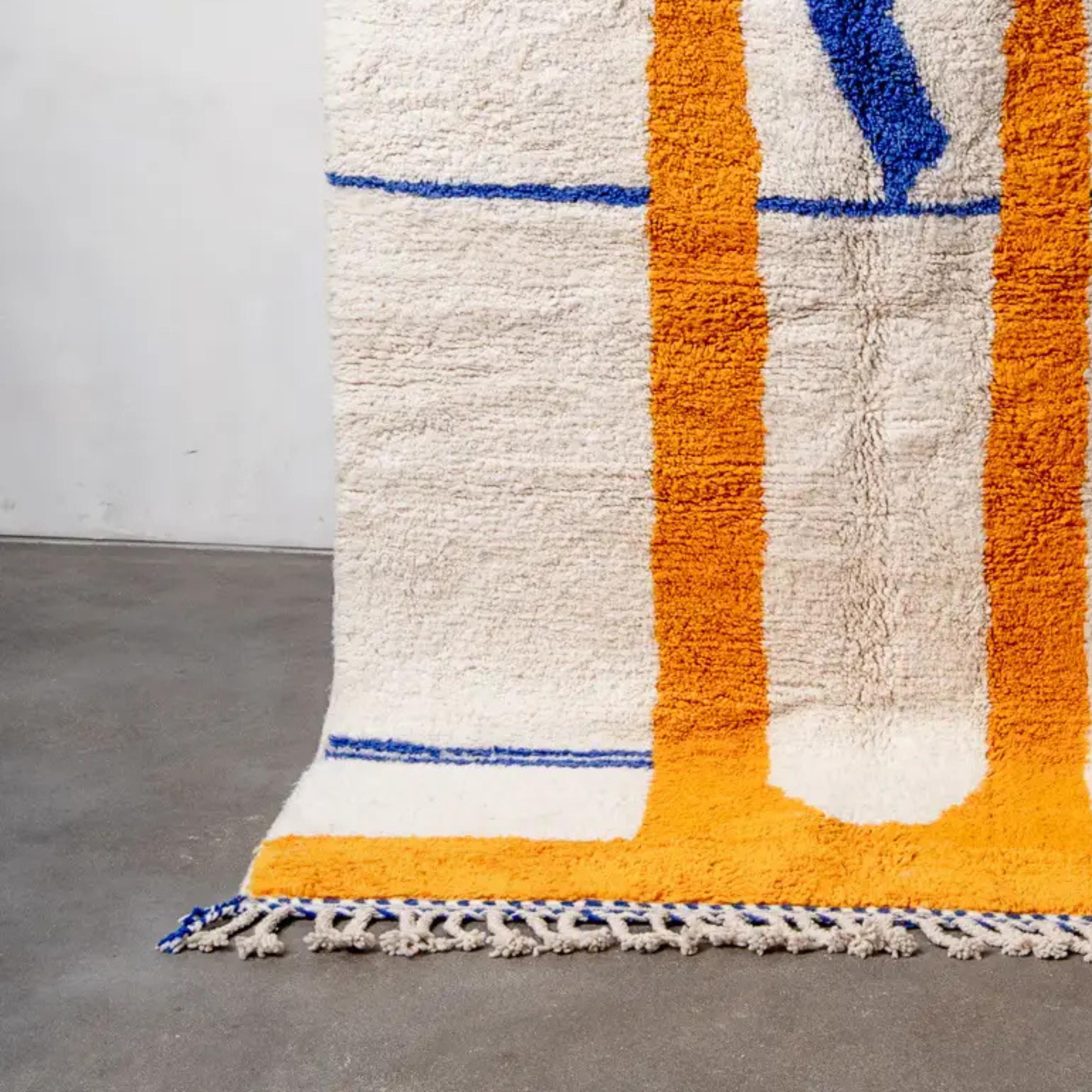 Handwoven Beni Ourain Moroccan Rug: Orange Berber Wool, Custom Size