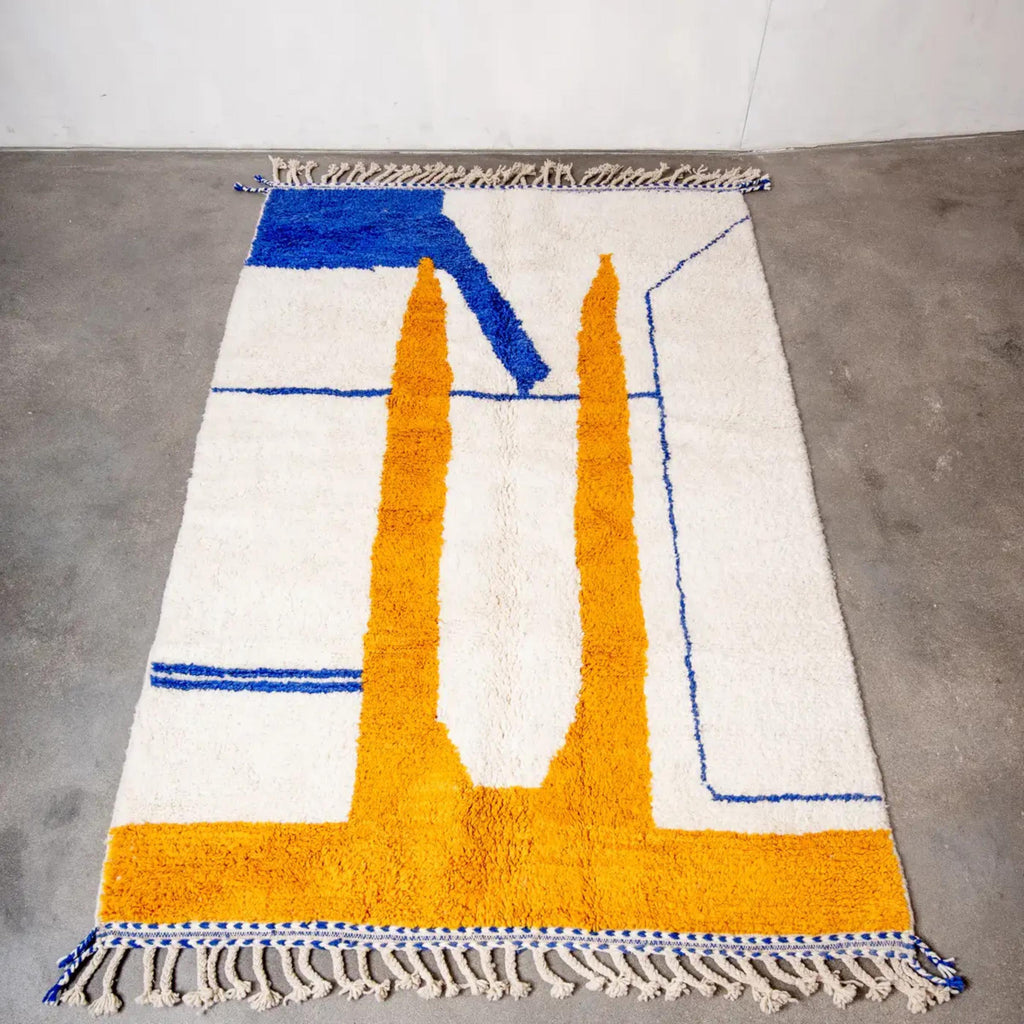 Handwoven Beni Ourain Moroccan Rug: Orange Berber Wool, Custom Size