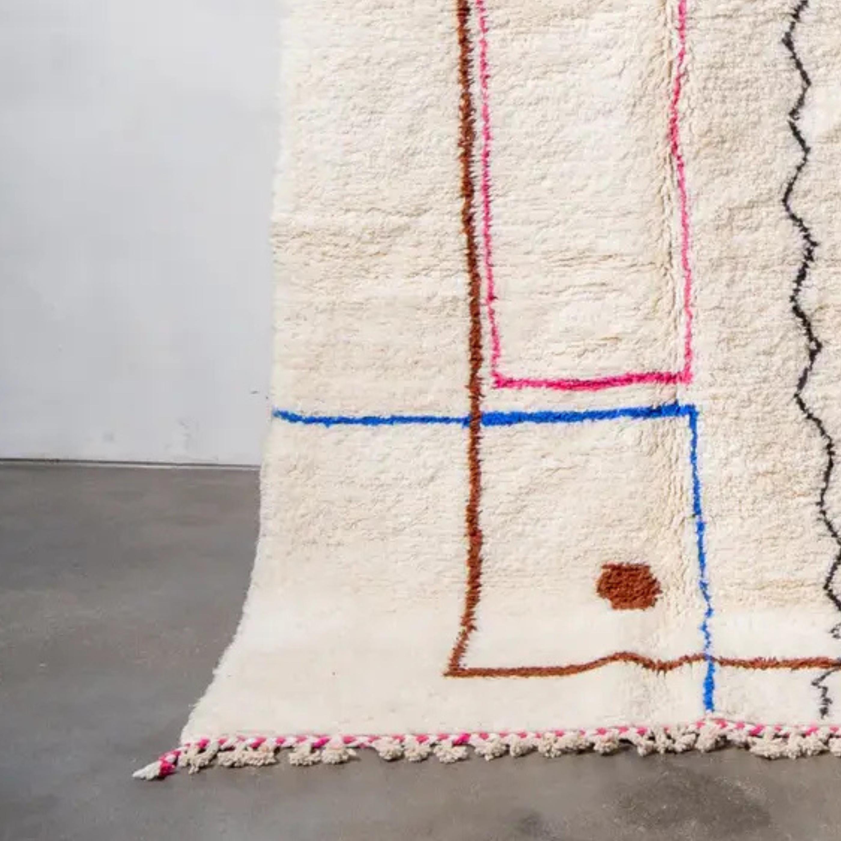 Handwoven Moroccan Wool Rug: Beni Ourain Style, US Import Duty Free