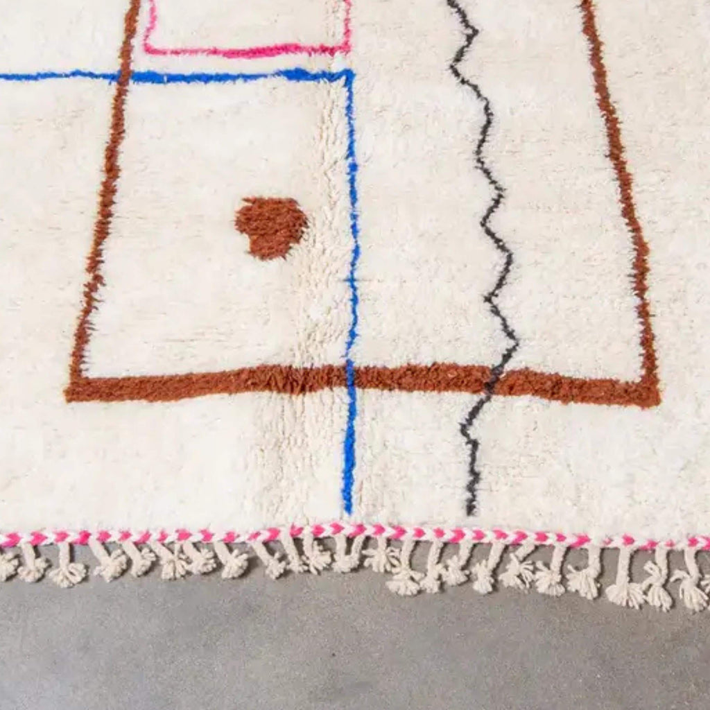 Handwoven Moroccan Wool Rug: Beni Ourain Style, US Import Duty Free