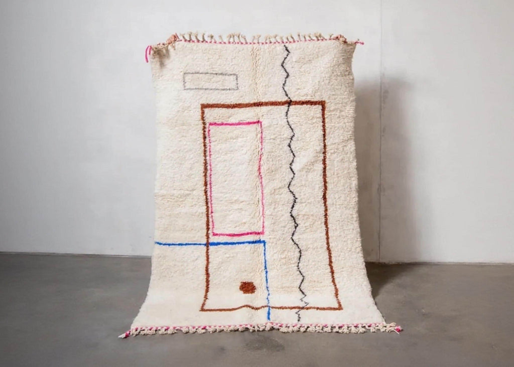 Handwoven Moroccan Wool Rug: Beni Ourain Style, US Import Duty Free