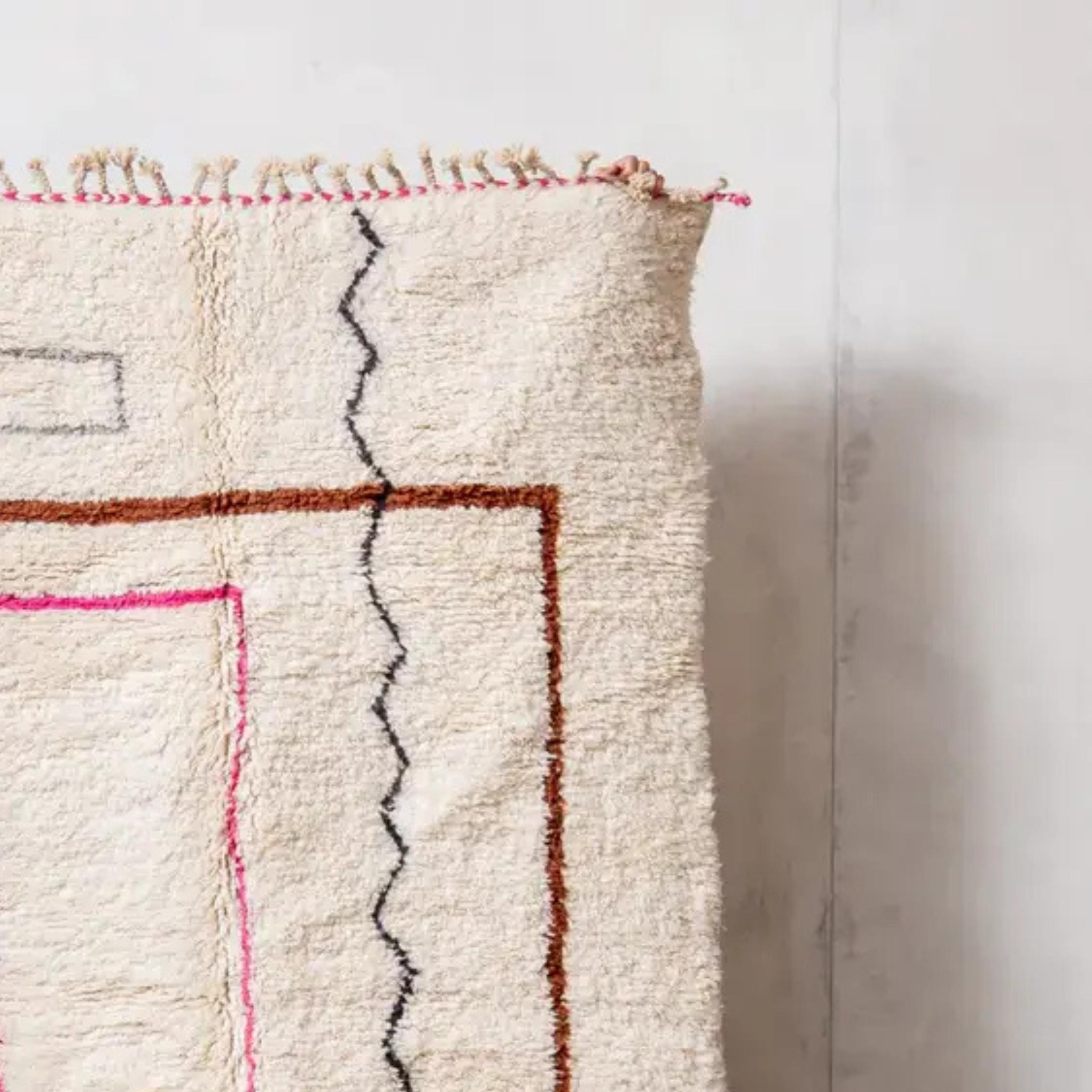 Handwoven Moroccan Wool Rug: Beni Ourain Style, US Import Duty Free