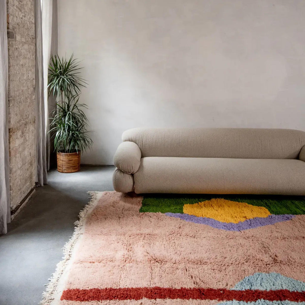 Handmade Beni Ourain Wool Rug: Brown Moroccan Berber Carpet