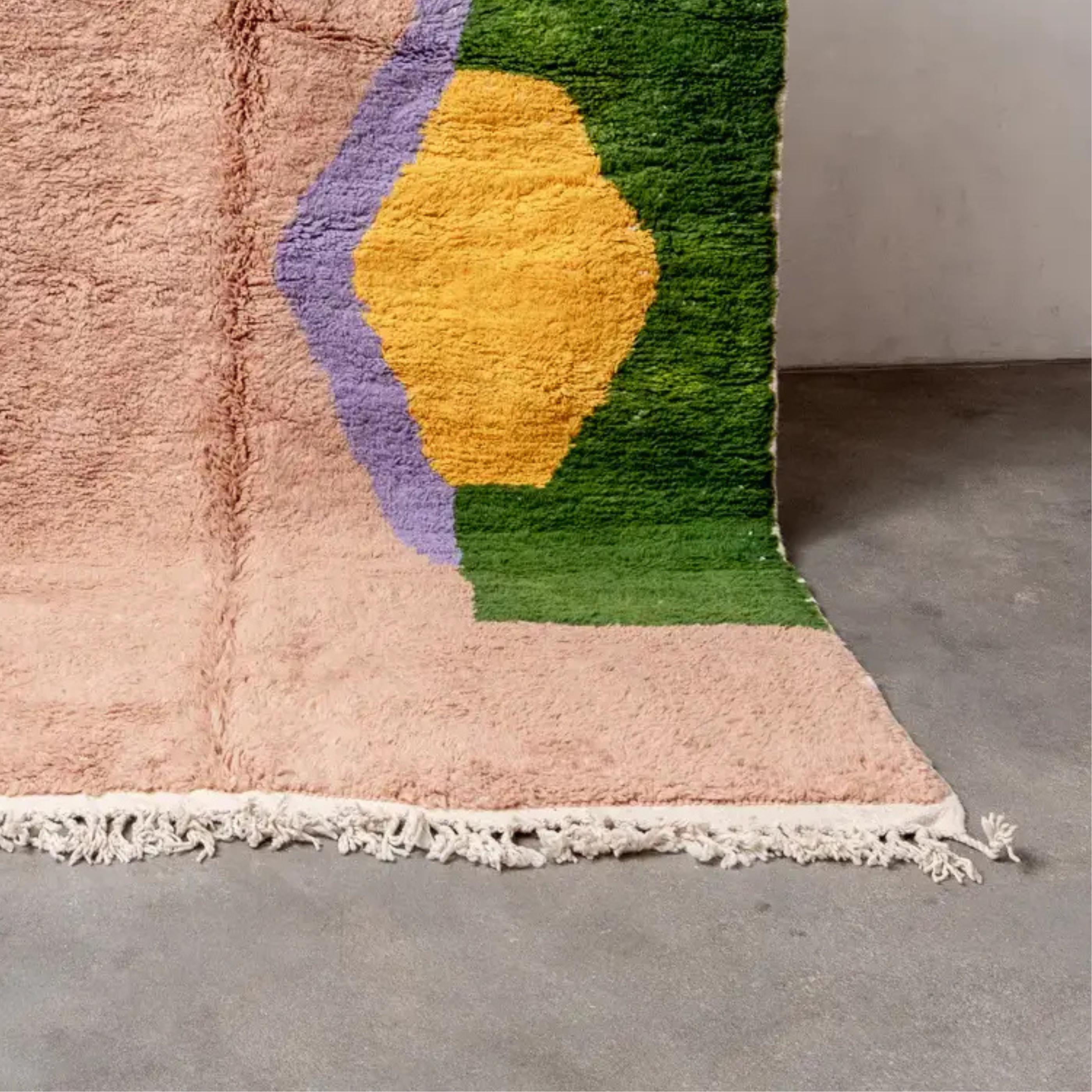 Handmade Beni Ourain Wool Rug: Brown Moroccan Berber Carpet